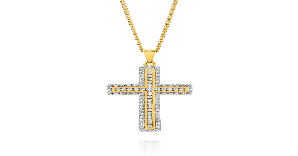 9ct Gold Diamond Cross Pendant | Angus & Coote