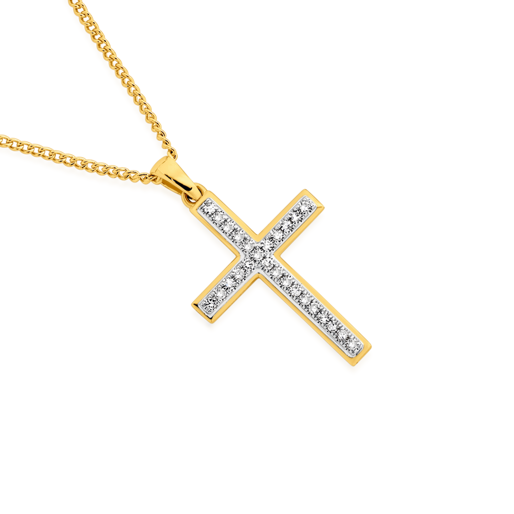 CANDERE - A KALYAN JEWELLERS COMPANY 14k (585) BIS Hallmark Yellow Gold and Diamond  Cross Pendant for Women : Amazon.in: Fashion