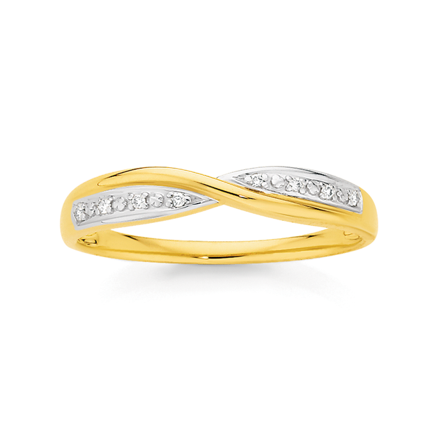 9ct Gold Diamond Crossover Band | Angus & Coote