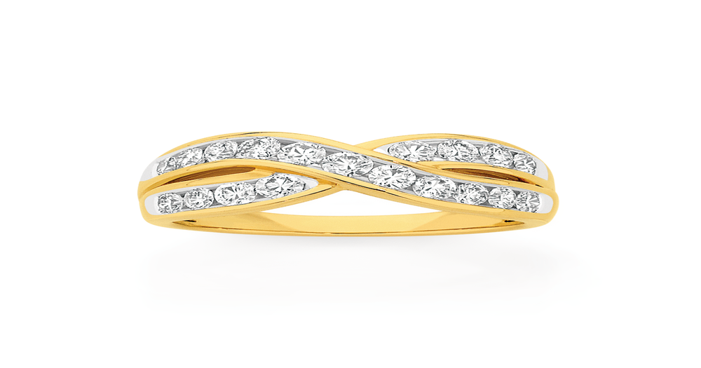 9ct Gold Diamond Crossover Dress Ring | Angus & Coote