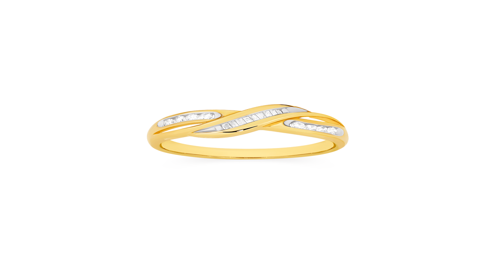 9ct Gold Diamond Crossover Ring | Angus & Coote