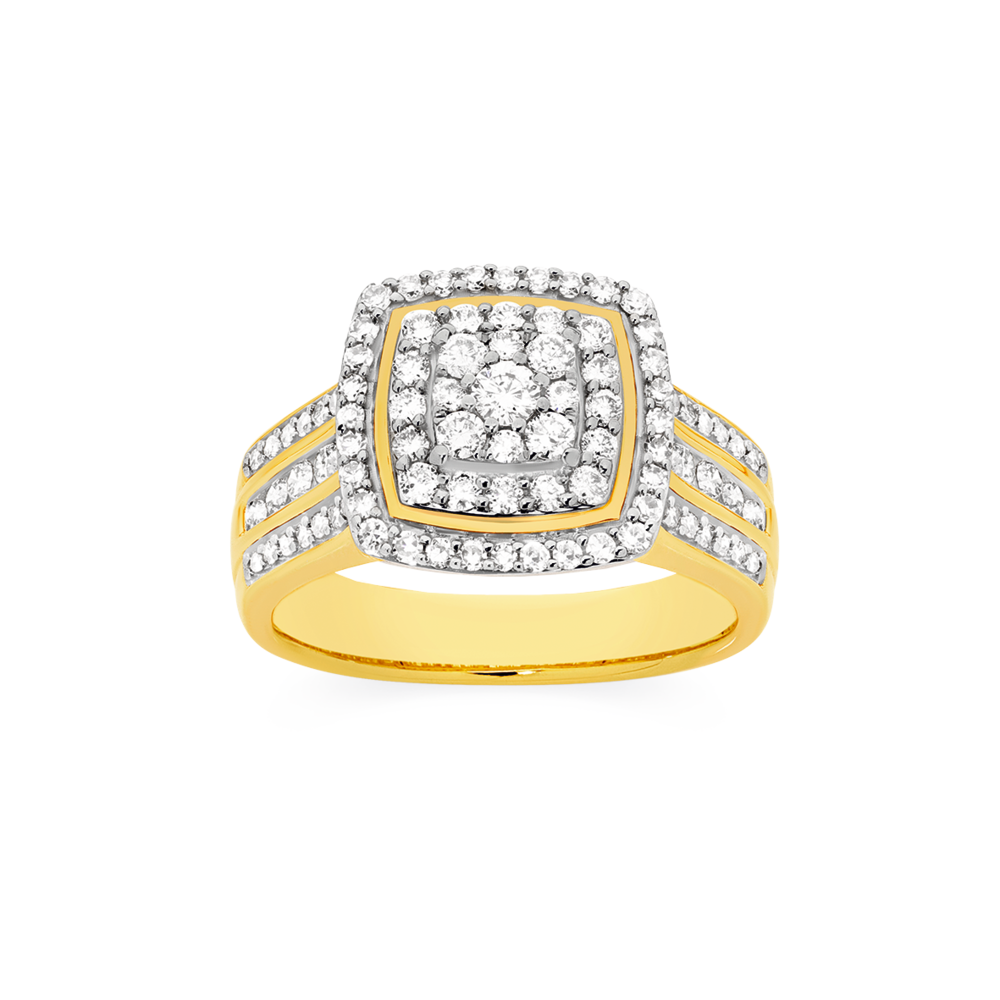 9ct Gold Diamond Cluster Bridal Set Rings Angus and Coote