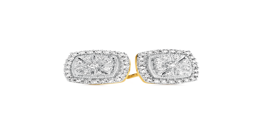 9ct Gold Diamond Cushion Stud Earrings Angus & Coote