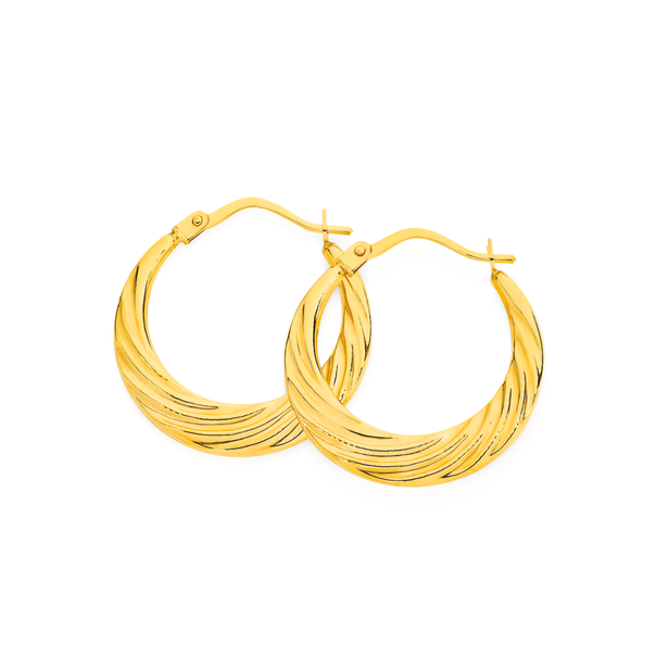 9ct Gold Diamond-cut Creole Earrings