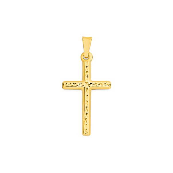 9ct Gold Diamond-cut Cross Pendant
