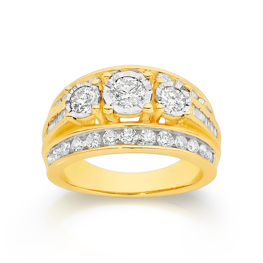 9ct Yellow Gold Diamond Ring With 35 Brilliant Cut Diamonds – Shiels  Jewellers