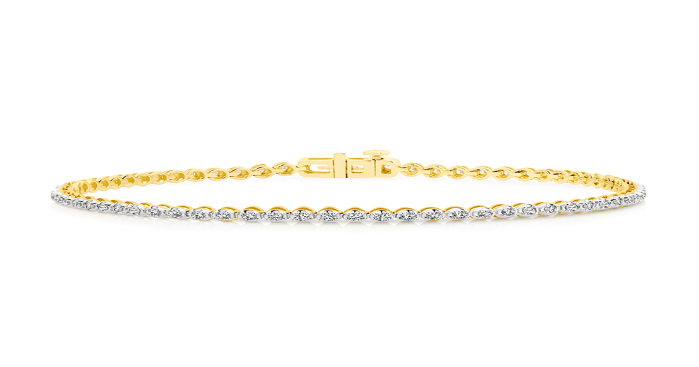 9ct Gold Diamond Fine Tennis Bracelet Angus & Coote