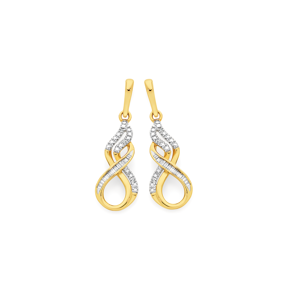 9ct Yellow Gold infinity Stud Earrings