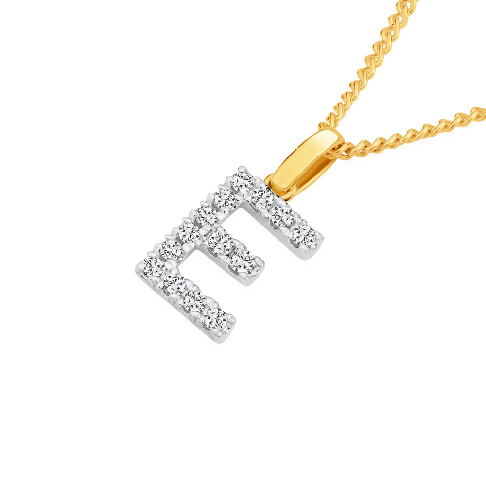 9ct Gold Diamond Initial 'e' Block Pendant Angus Coote
