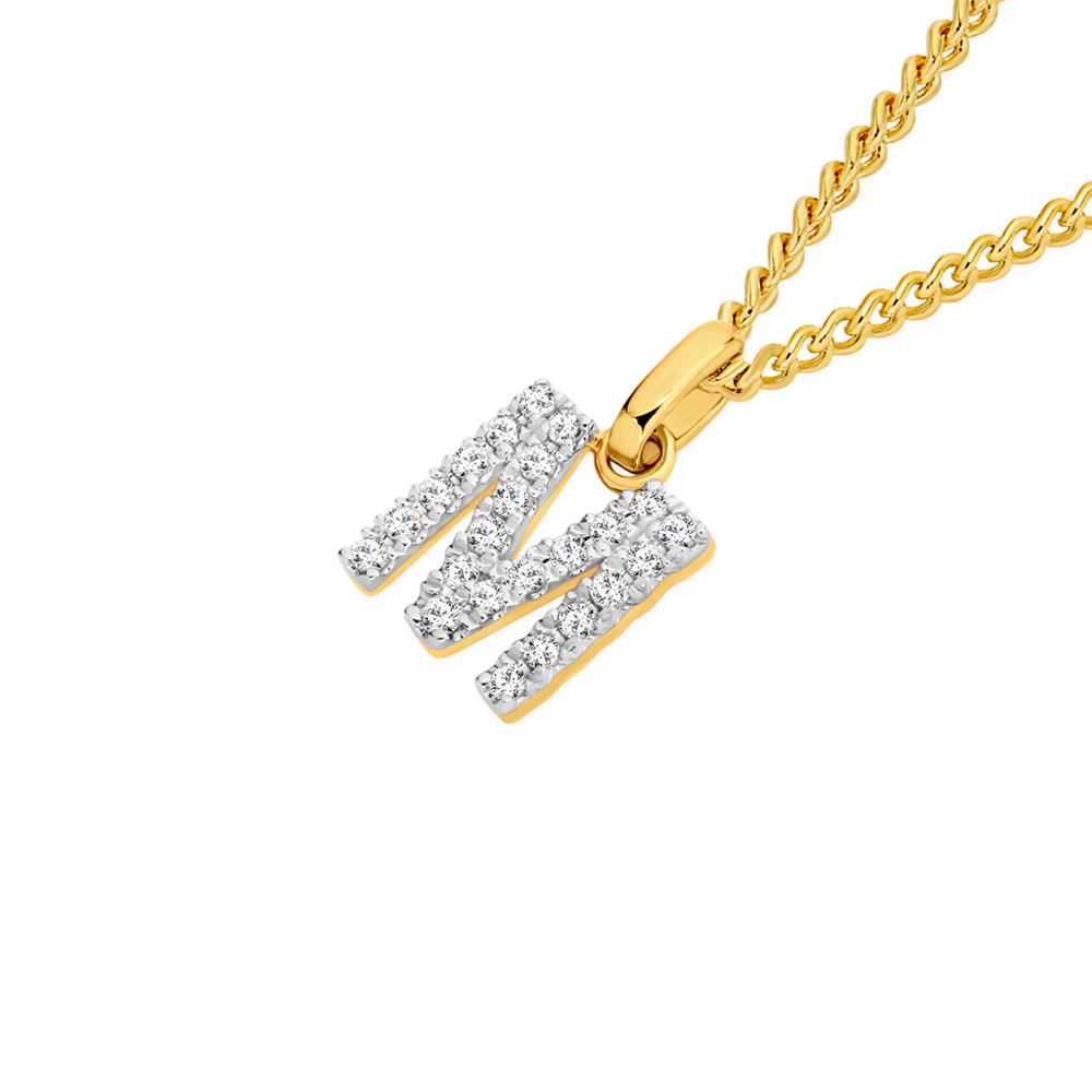 14K White Gold A Initial Lab-Created Diamond Necklace