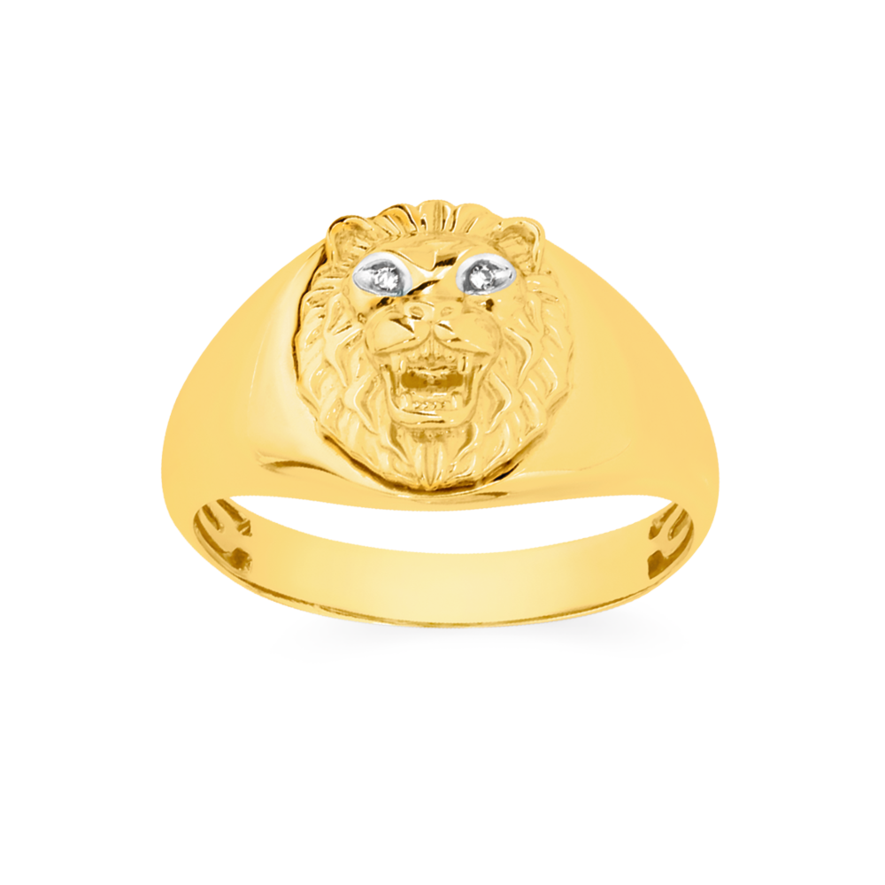 9ct Gold Two Tone Diamond-set Lion Head 
