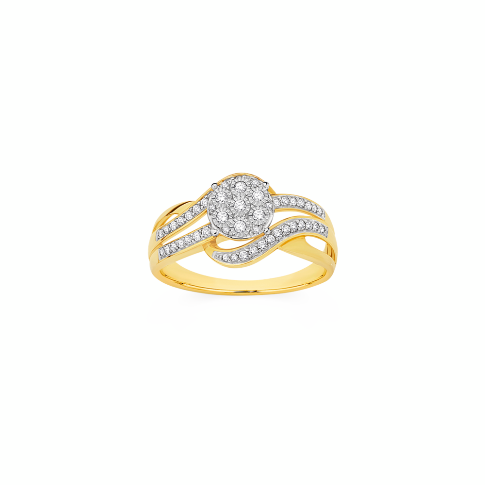 9ct Gold Diamond Open Swirl Dress Ring | Angus & Coote