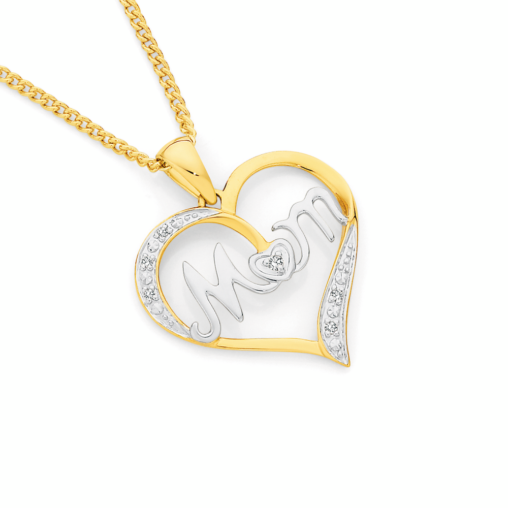 9ct Gold Two Tone Mum Pendant 