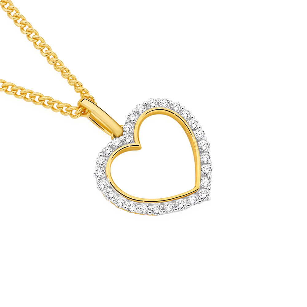 9ct Gold Diamond Open Heart Pendant Angus Coote