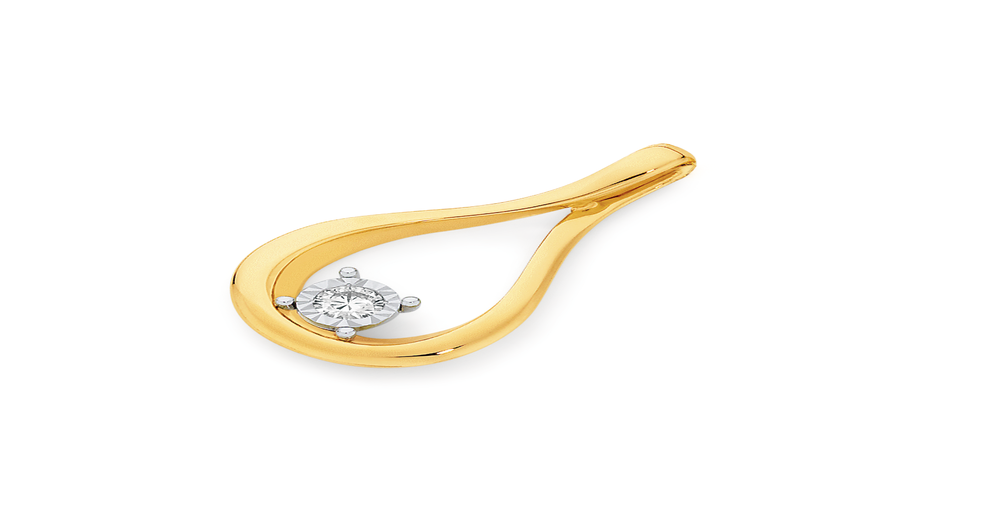 9ct Gold Diamond Open Teardrop Pendant Angus & Coote
