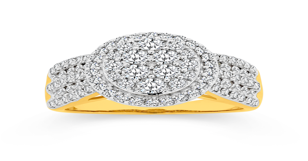 9ct Gold Diamond Oval Cluster Ring | Angus & Coote