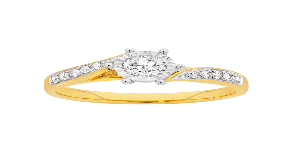 9ct Gold Diamond Swirl Engagement Ring | Angus & Coote