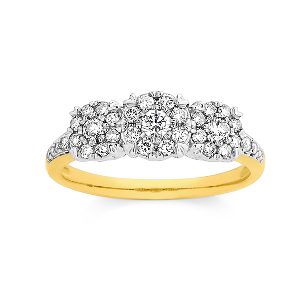 9ct Diamond Engagement Ring Eternity Guard Band Set 14k White Gold