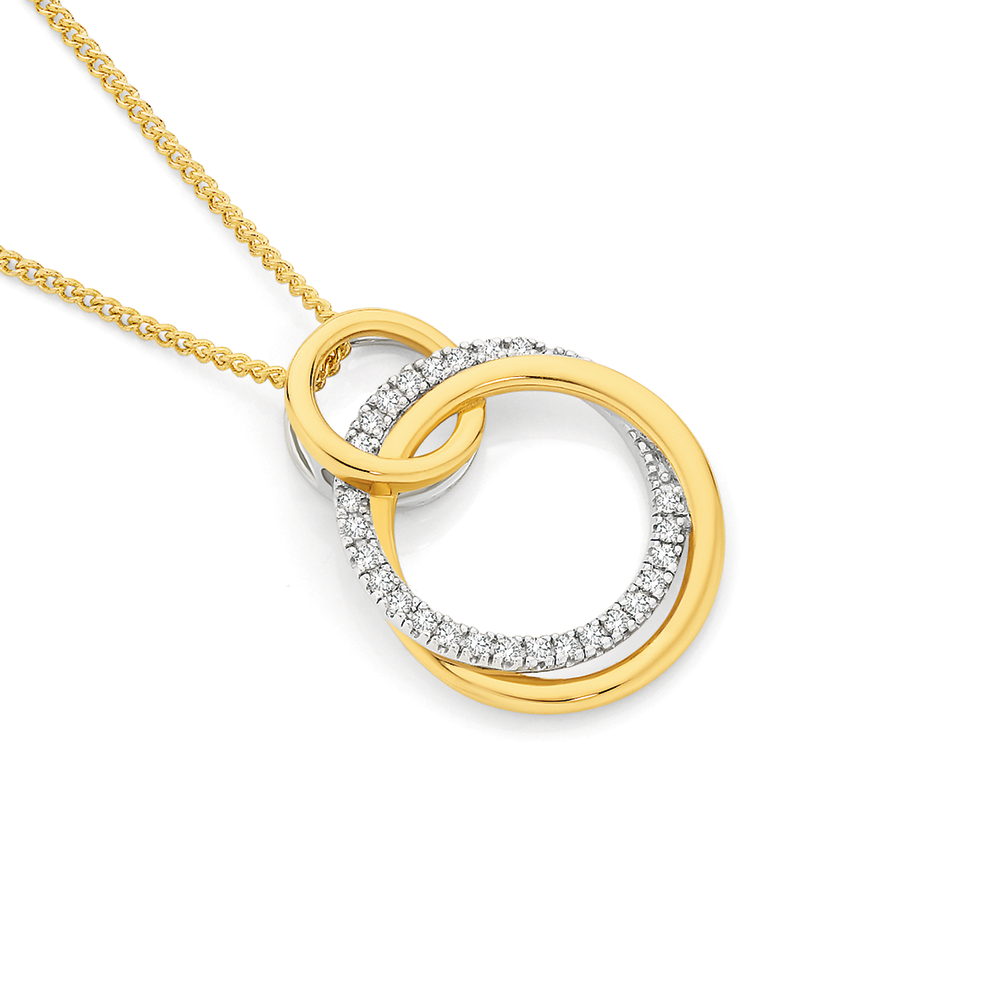 9ct Gold Diamond Triple Circle Pendant 