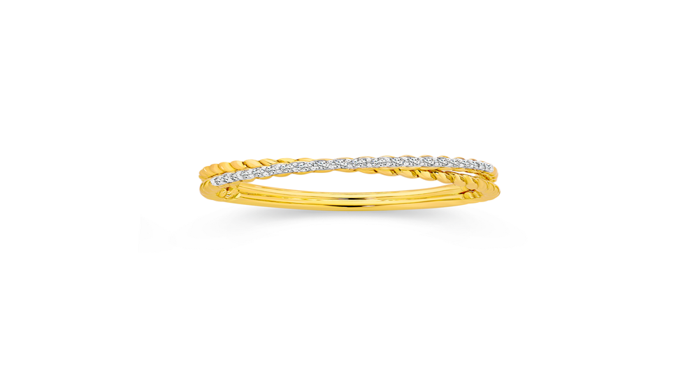 9ct Gold Diamond Twisted Band Angus & Coote