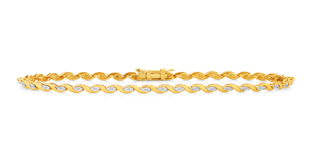 9ct Gold Diamond Wave Bracelet Angus & Coote