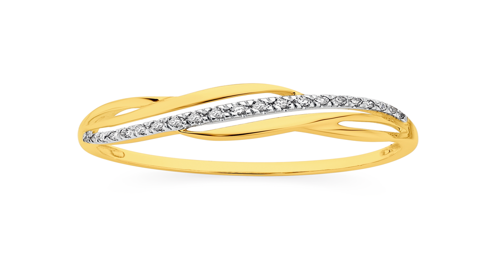 9ct Gold Diamond Wave Ring | Angus & Coote