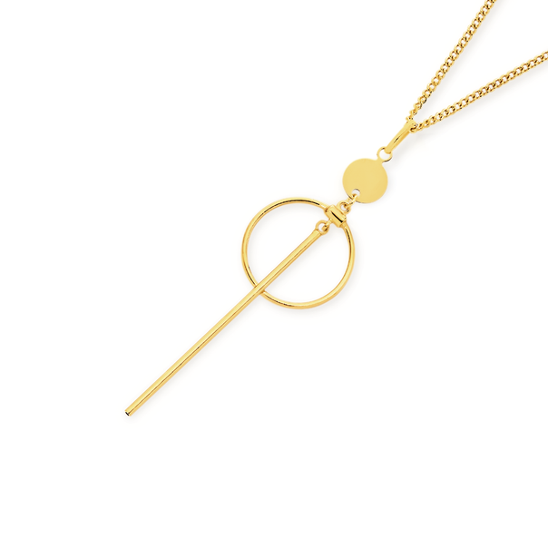 9ct Gold Disc & Circle Pendulum Pendant