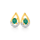 9ct Gold Emerald & Diamond Teardrop Stud Earrings