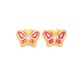 9ct Gold Enamel & CZ Butterfly Stud Earrings