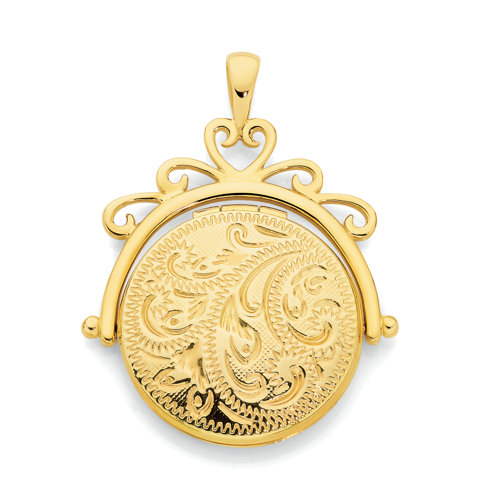 9ct Gold Engraved Spinner Locket 