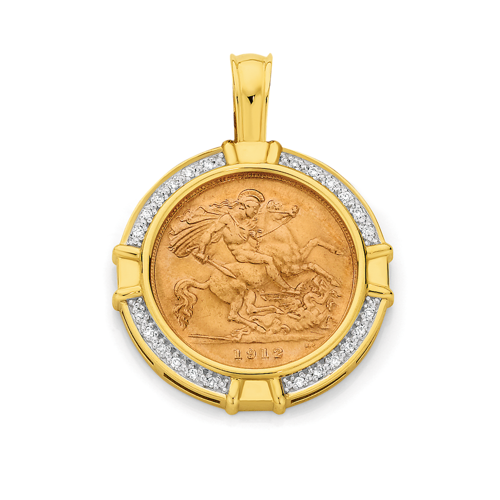 9ct Gold Half Sovereign Pendant Pendants Angus and Coote