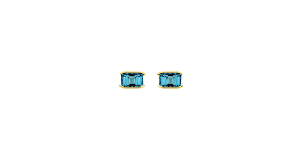 London Blue Topaz & Diamond Claw/Bead Set Stud Earrings in 9ct White Gold