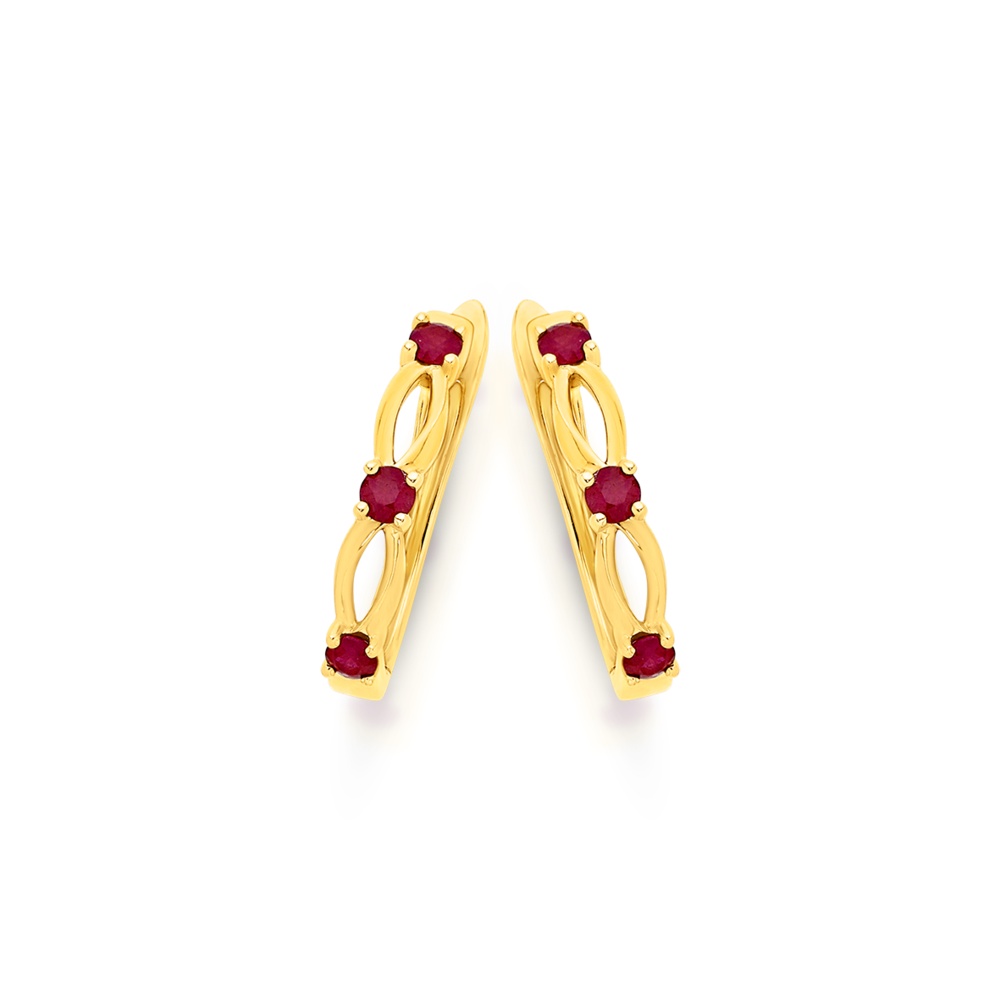Natural Ruby Studs in 18k Pure Gold - Meerah - By Monika