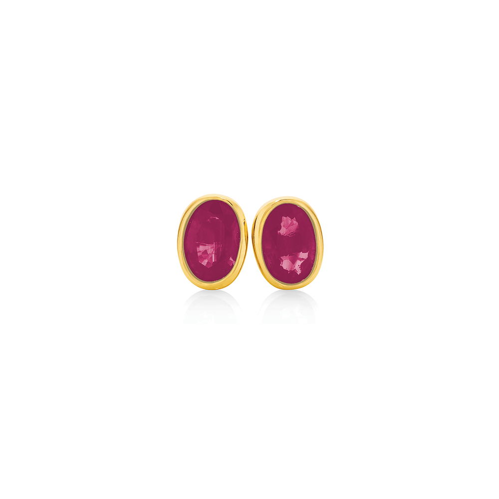 Natural Burmese Ruby Earrings 10k Yellow Gold certified SI grade ruby  amazing colour & glow heat treated only