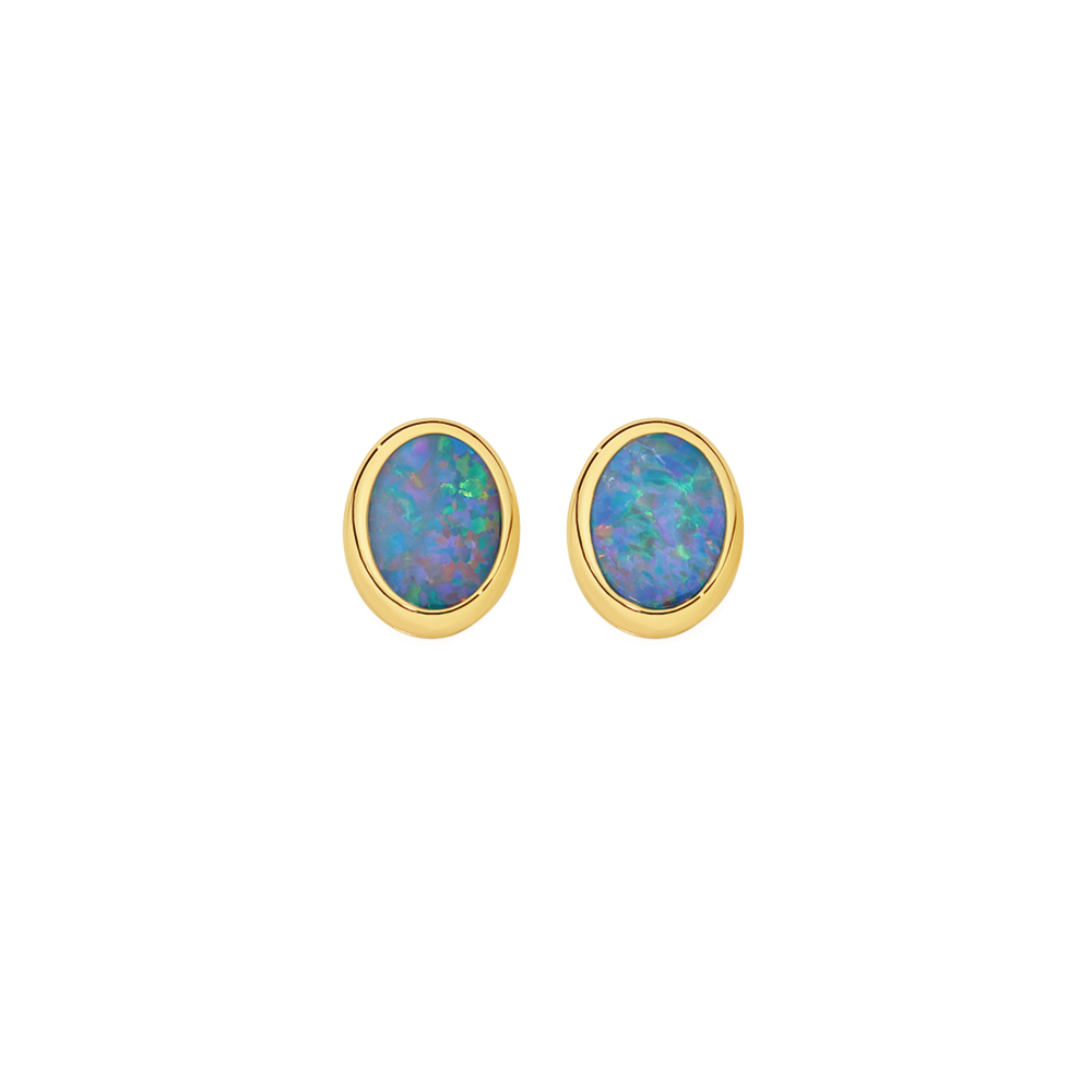 Dangle Earring Mens Opal Stud Earrings Item #992H- White Or Blue