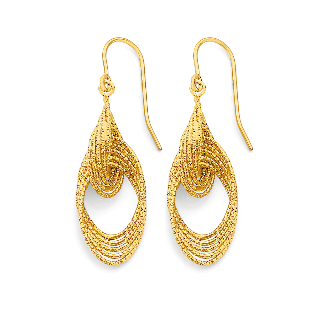 9ct Gold Pearl  Cubic Zirconia Drop Earrings  Posh Totty Designs