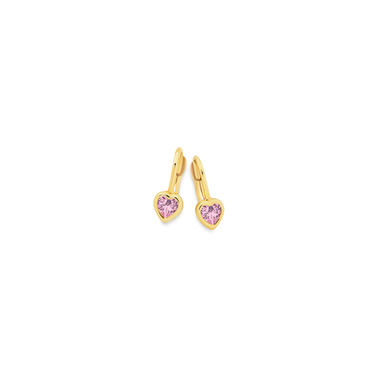 Classic Pear Pink Tourmaline & Diamond Heart Stud Earrings In 9ct Yell Classic Pear Pink Tourmaline & Diamond Heart Stud Earrings In 9ct Yell