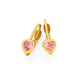 9ct Gold Pink CZ Heart Huggie Earrings