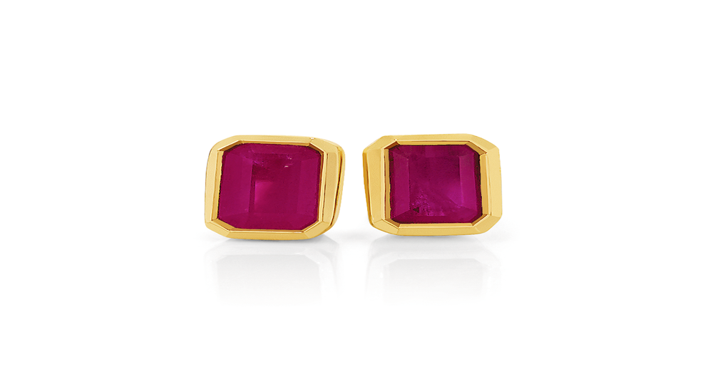 9ct Gold Ruby Stud Earrings in Red Angus & Coote