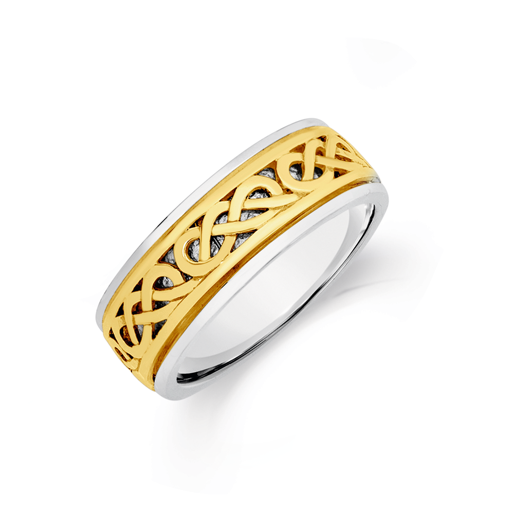 9ct Gold Silver Celtic Knot Pattern Ring Angus Coote
