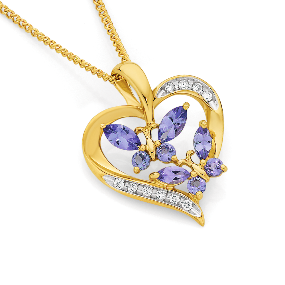 9ct Gold Tanzanite \u0026 Diamond Butterfly 