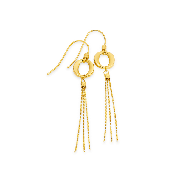 9ct Gold Tassel Hook Drop Earrings