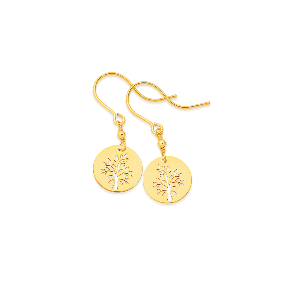 9ct Gold Tree of Life Disc Drop 