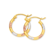 9ct Gold Tri Tone 2x10mm Diamond-cut Hoop Earrings