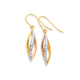 9ct Gold Tri Tone Pointed Twist Drop Earrings