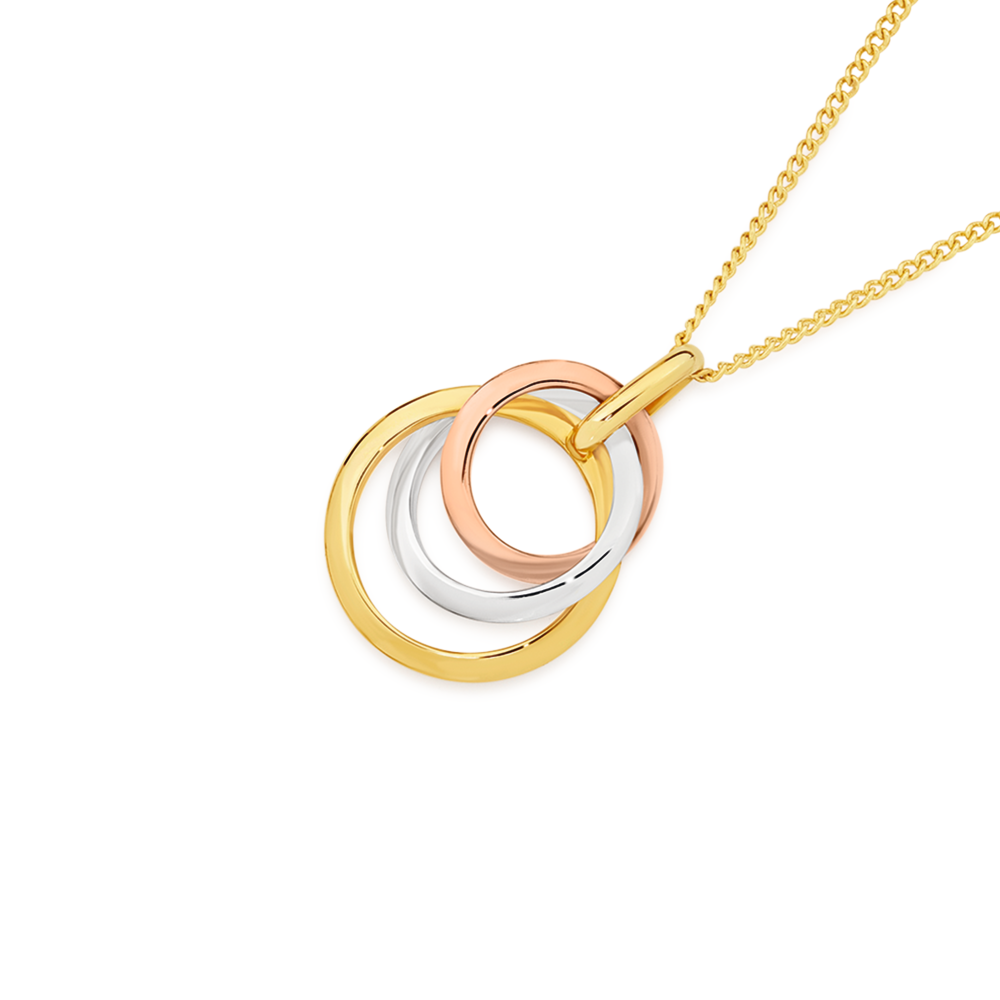 Circle Pendant Tri Gold Pendant Trio 14K Tri-Color Gold Diamond
