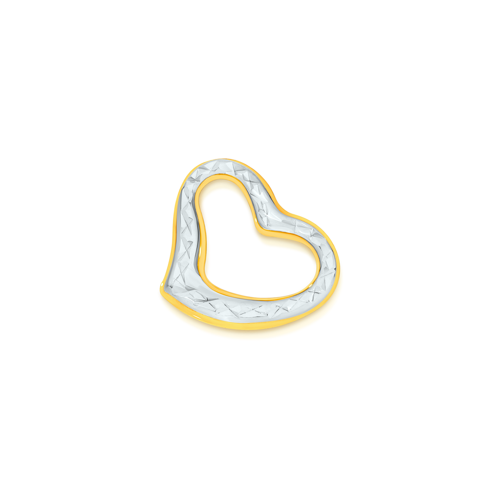 9ct Gold Two Tone 10mm Floating Heart 