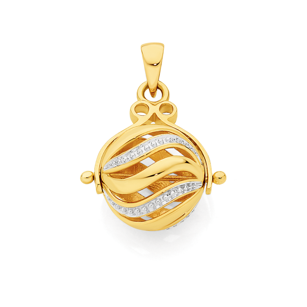 9ct Gold Two Tone 12mm Spinning Ball 