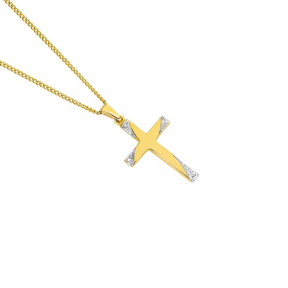 14k Gold Two Tone Diamond Cross Pendant Necklace – MB Altman Jewelry