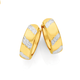 9ct Gold Two Tone 5x12mm Diamond-Cut Striped Huggie Earrings